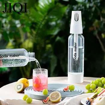 JIQI 1L Portable Soda Maker Soft Drink DIY Low calorie Fruit Juice CO2 Sparkling water Machine Carbonated Dispenser Bubble Water