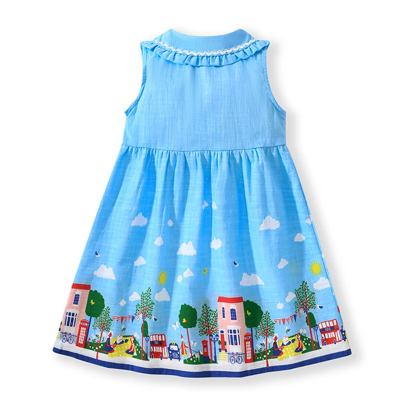 Little Maven Children Formal Dresses Kids Clothes Summer Cartoon Short Sleeves Princess Children's Clothing Vestidos Cotton
