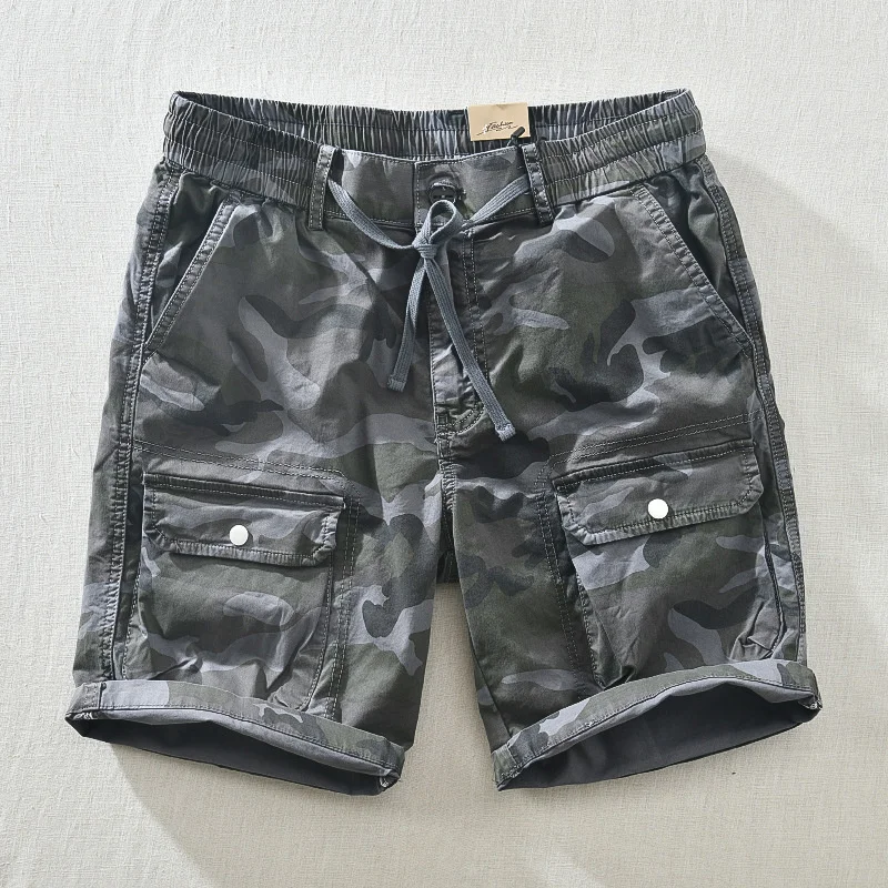 Men's Outdoor Travel Camouflage Shorts Summer Japanese Harajuku Hip Hop Modis Cargo Shorts Male Loose Joggers Beach Capris Pants 4