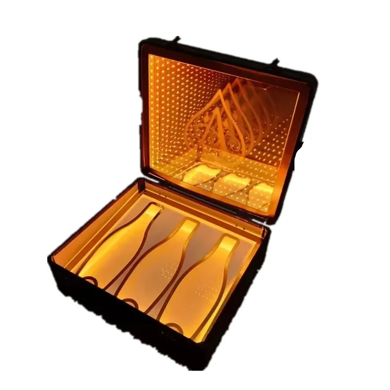 Luxury 3 Bottles Led Dom P Champagne Suit Wine Bottle Box Glorifier Display Presenter For Night Club Lounge Bar