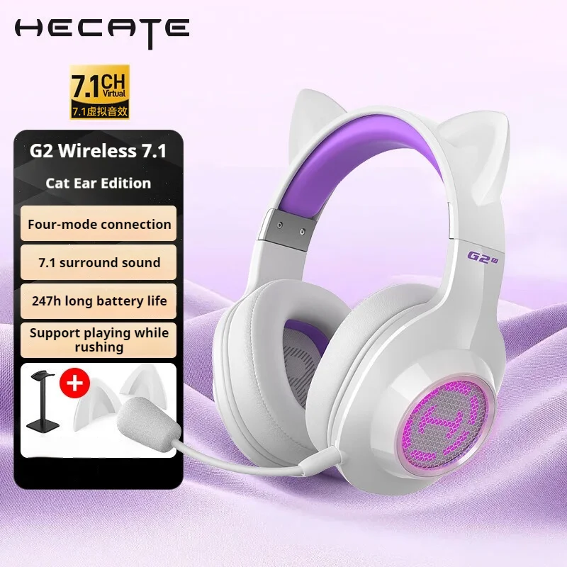 Hecate G2 Wireless 7.1 Sound Earphones Laptop Desktop Compute 2.4g Gaming Hifi Multifunctional E-Sports Gaming Headset Gifts