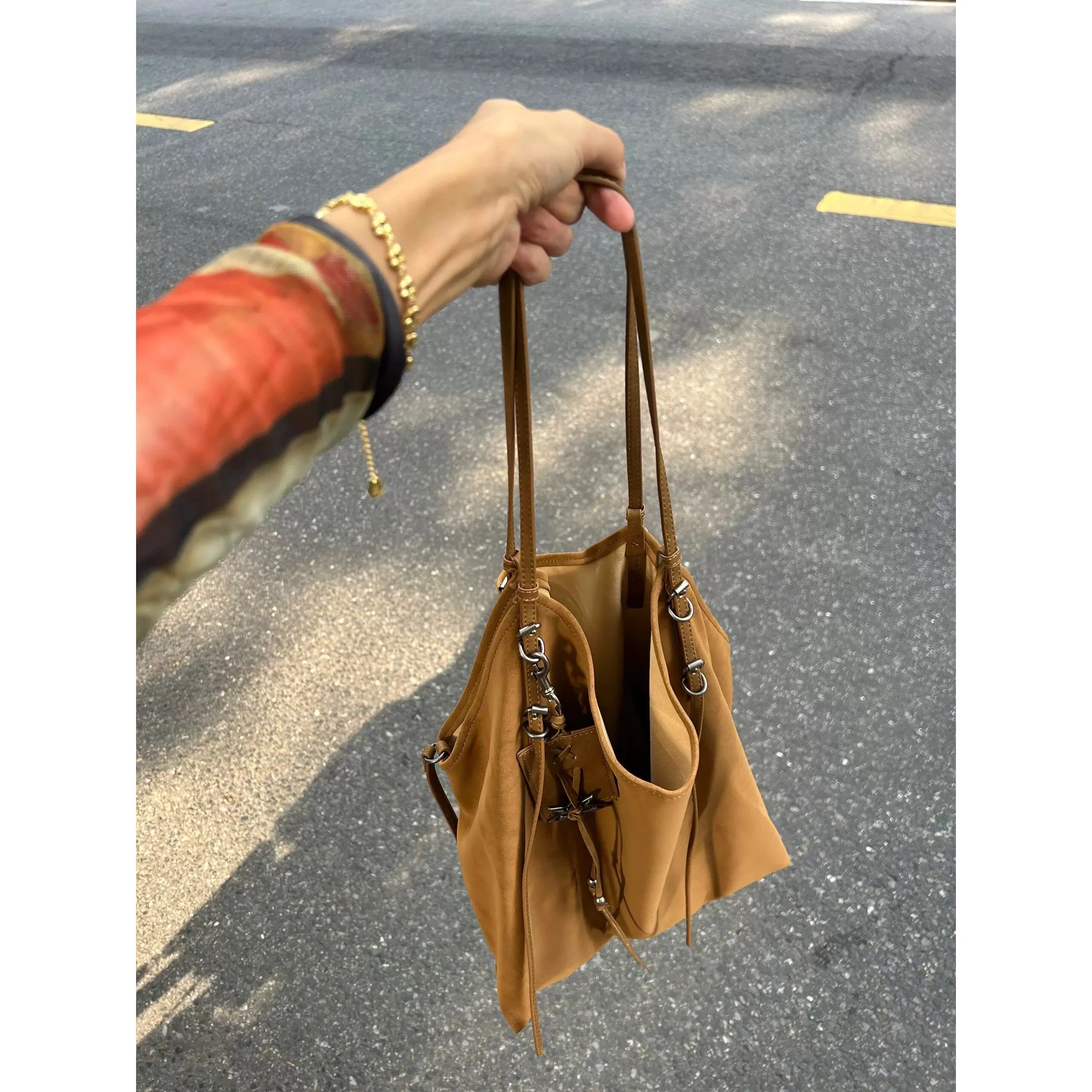 Frosted Vintage Women's Bag Large Capacity Shoulder Bag Solid Color Simple Casual Commuter Bags Autumn Retro 2024 Hot Selling