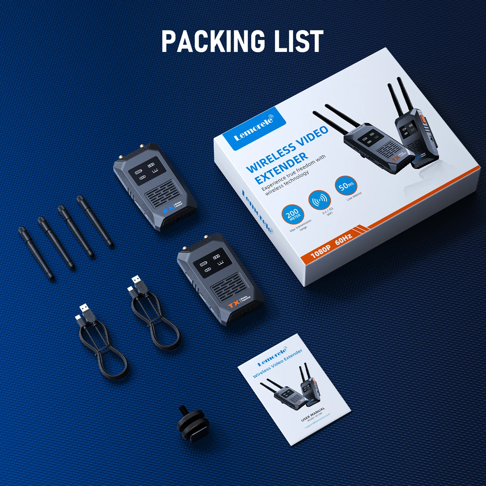 Lemorele Wireless Extender Kit 1080P Wireless HDMI