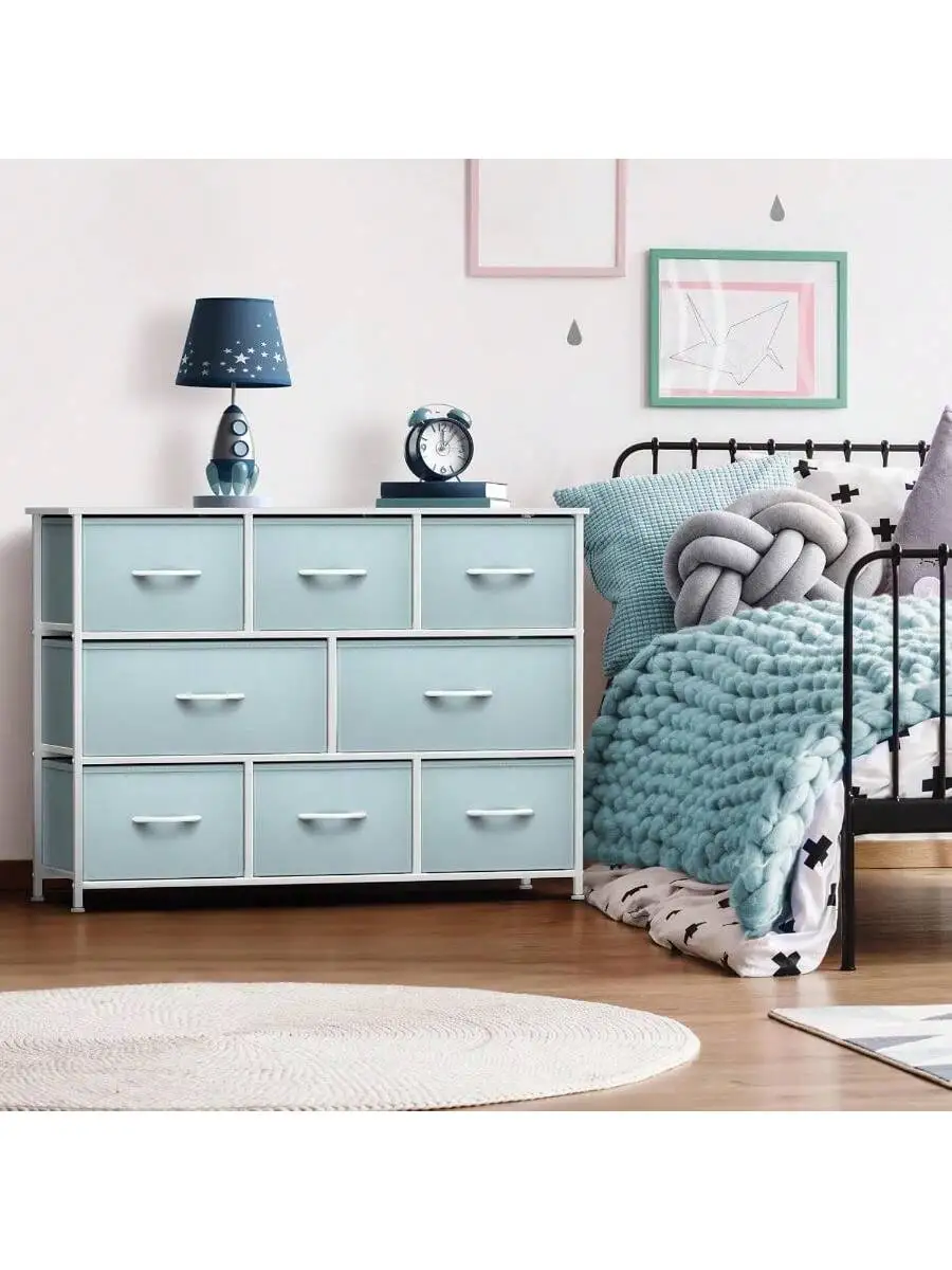 Sorbus Dresser with 8 Drawers - Chest Organizer Unit with Steel Frame Wood Top and Handle Fabric Bins for Clothes - Wide 2