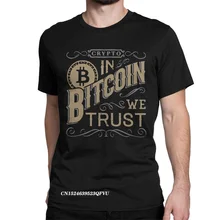 T shirt manches ras du cou pour homme, en coton, Vintage, avec chaîne en bloc d'argent, ins Bitcoin We Trust, collection été