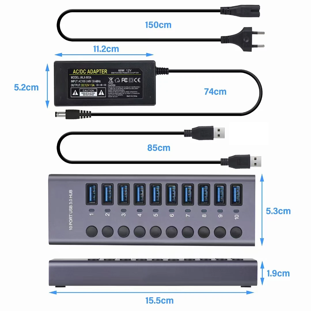 Splitter, Adaptador de Energia, Expansor Múltiplo, Acessórios