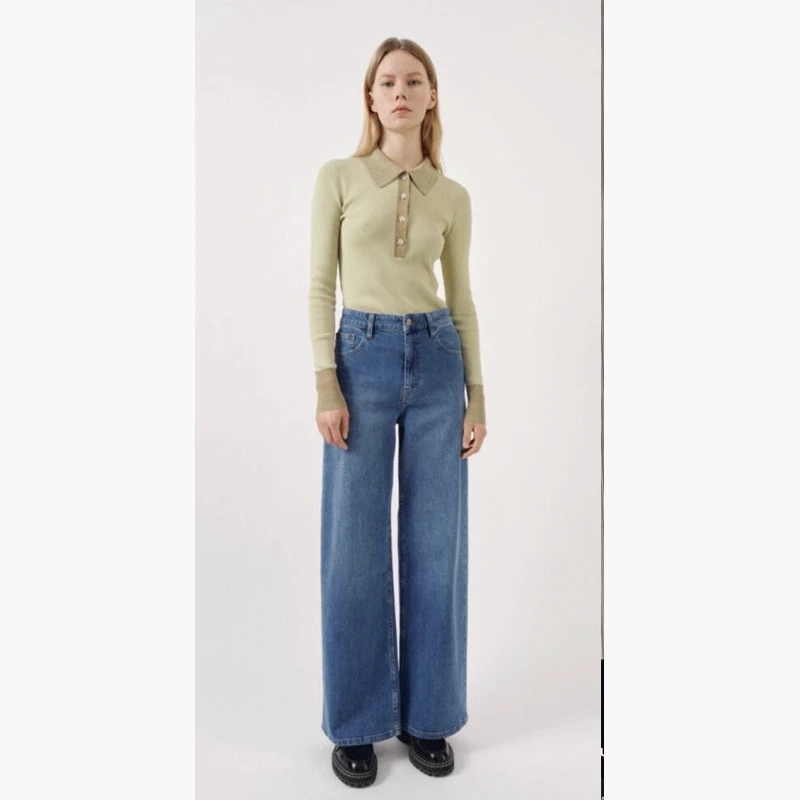 

New Slim Fit Avocado Green Color Block Knit Sweater