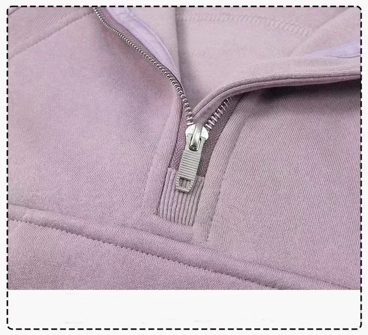 Women Scuba Half Zip High Collar Hoodie Sport Pullover Fall/Winter Thickened Warm Outdoor Training Short Running Sweatshirt
