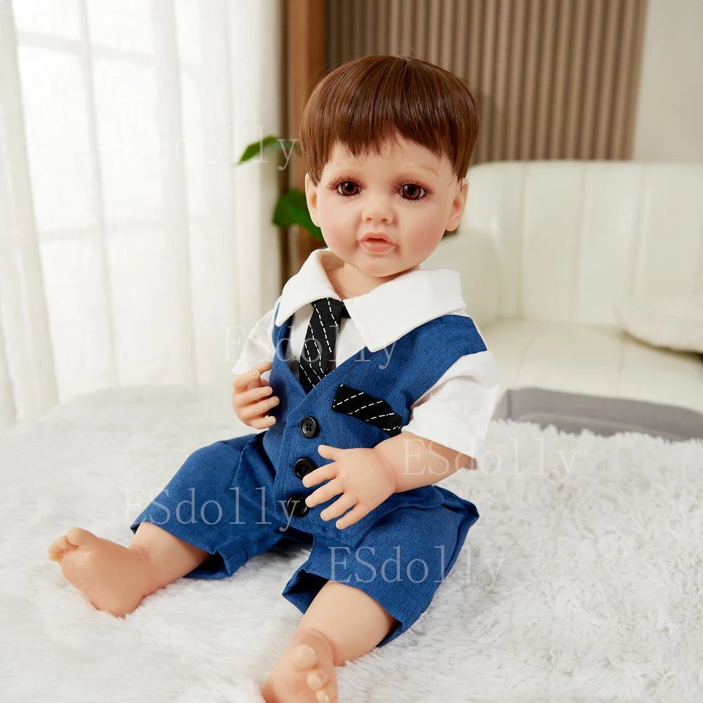 풀 비닐 바디 남아 인형, 실물 같은 3D, 진짜 같은 실리콘 장난감, 여아용 선물, 55cm, 22 인치