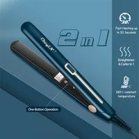 CkeyiN Mini Hair Flat Iron 2 in 1 Hair Straightener and Curler Portable Straightening Iron Constant Temperature 1