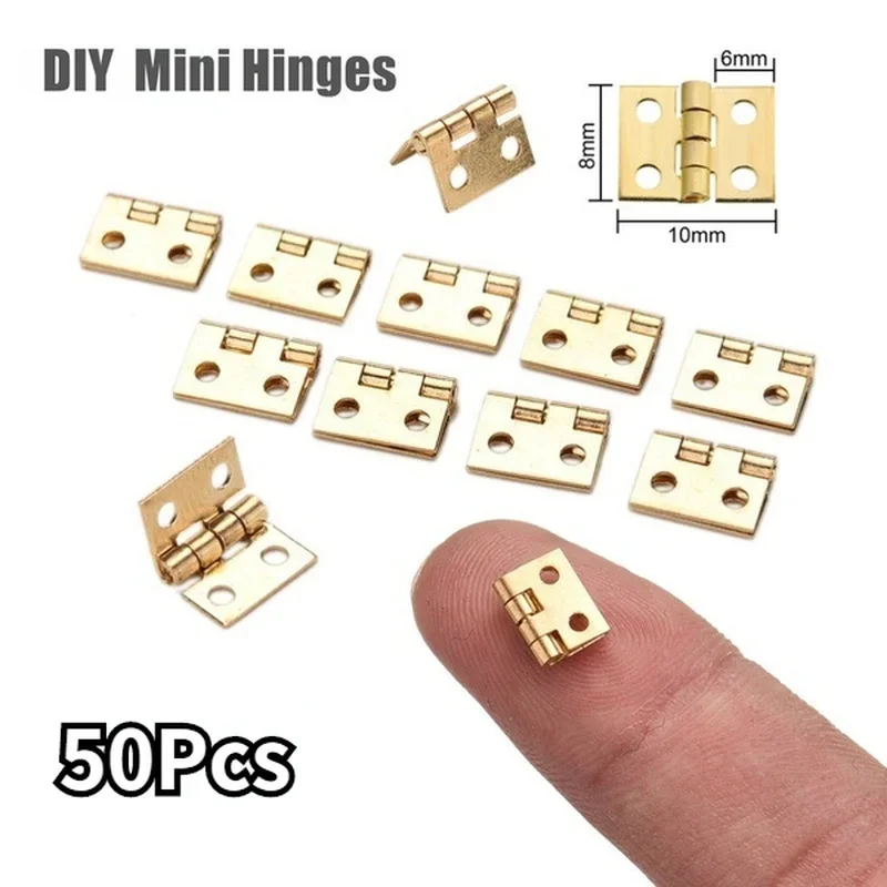 50Pcs Tiny Mini Piccola Cerniera In Metallo Per 1/12 Casa Raccordi Per Mobili In Miniatura Per Armadi 10X8Mm Hardware Per La Casa