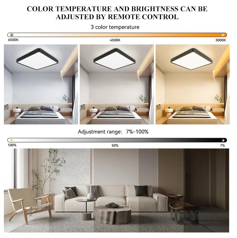 Description Picture 4 of itemSmart Led Ceiling Lamps Dimming Ceil Lustre Room Chandelier Remote Control Ceiling Panel Light Home Fixture 220V Square Lighting