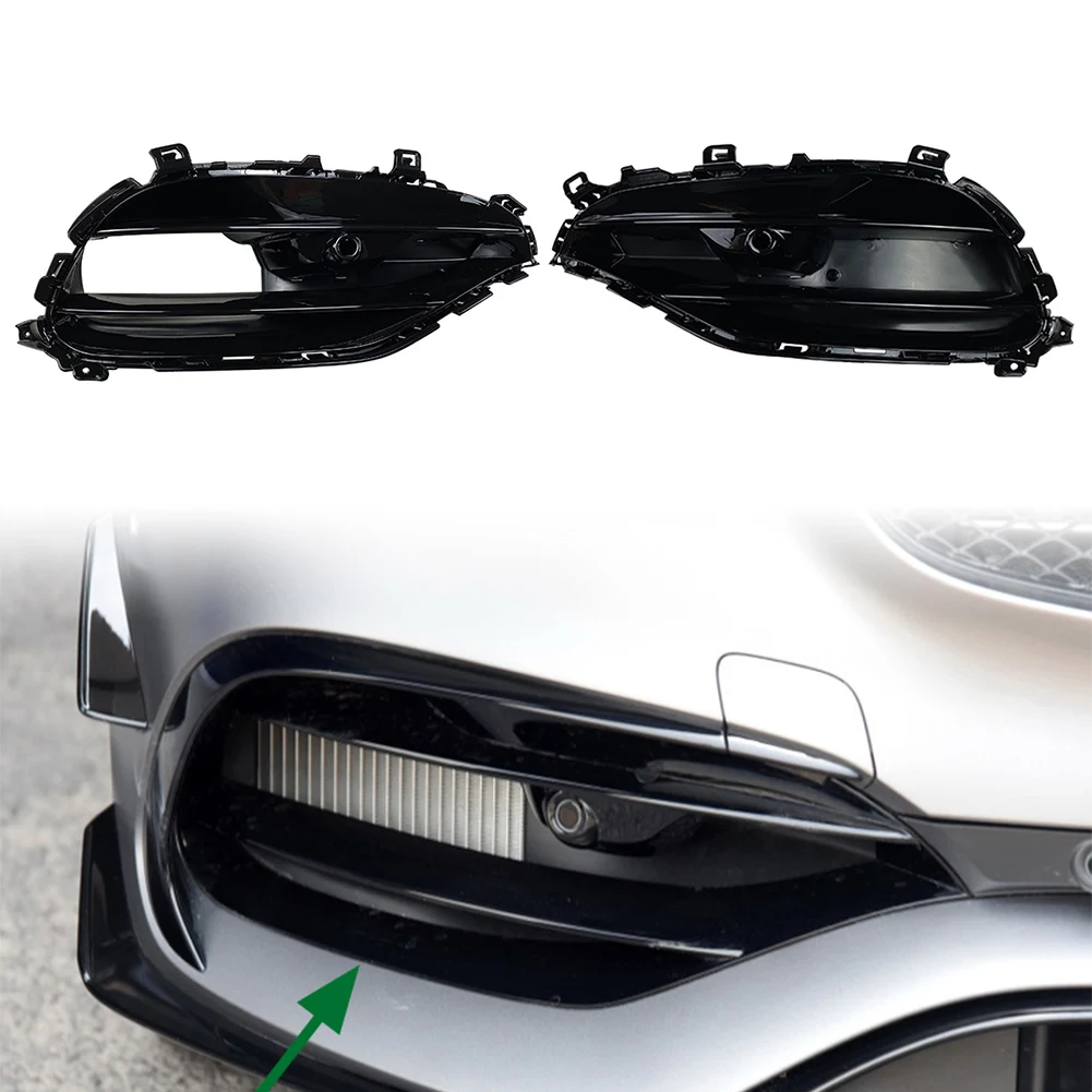 

1Set Car Front Bumper Fog Lamp Grille For Mercedes Benz A-Class W176 A180 A200 A250 A45 AMG 2016-2018 Black ABS Plastic