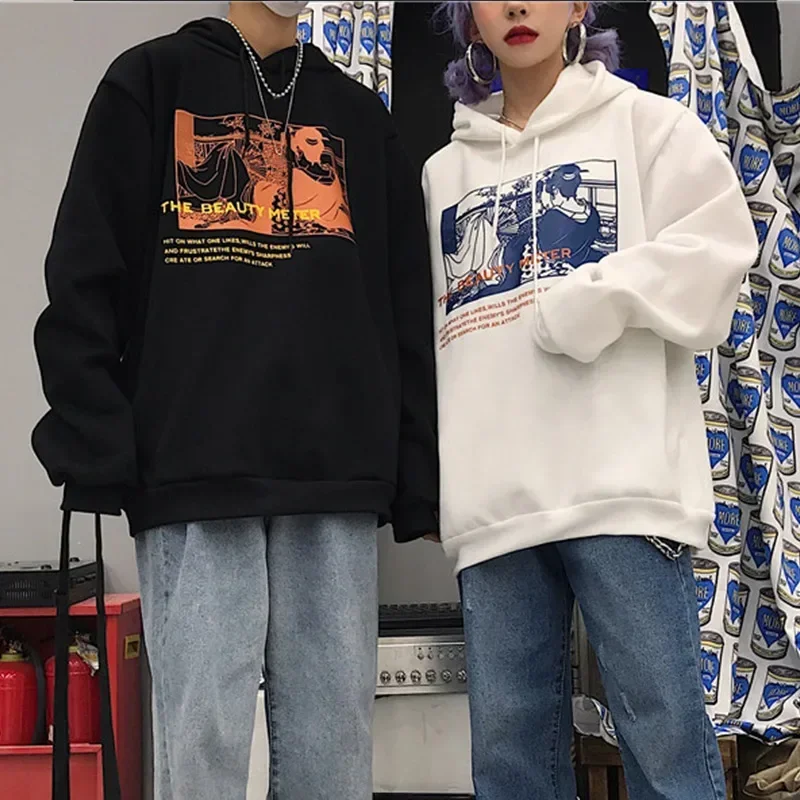 

Women's Autumn and Winter Plus Velvet Oversized Hoodie Print Pullover Women's Fashion Casual Pullover Women Clothing Streetwear