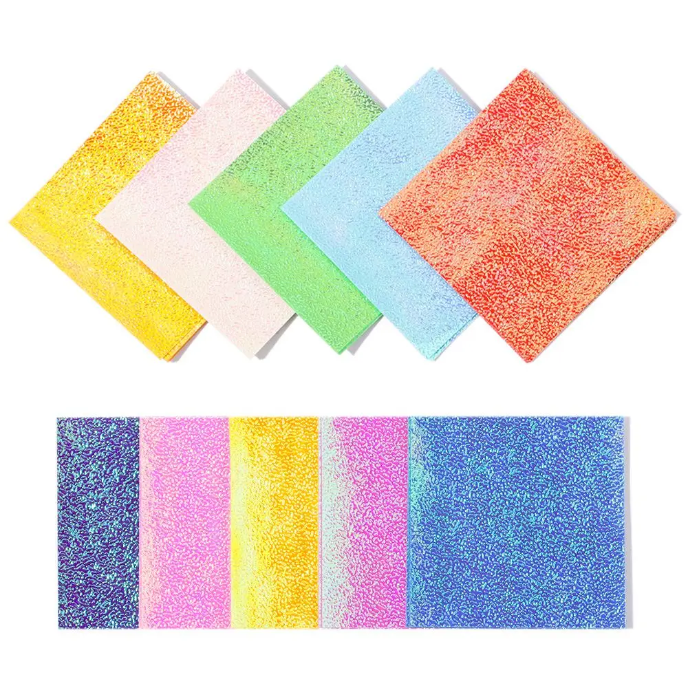 10pcs Laser Star Square Origami Papers Solid Color Decorative