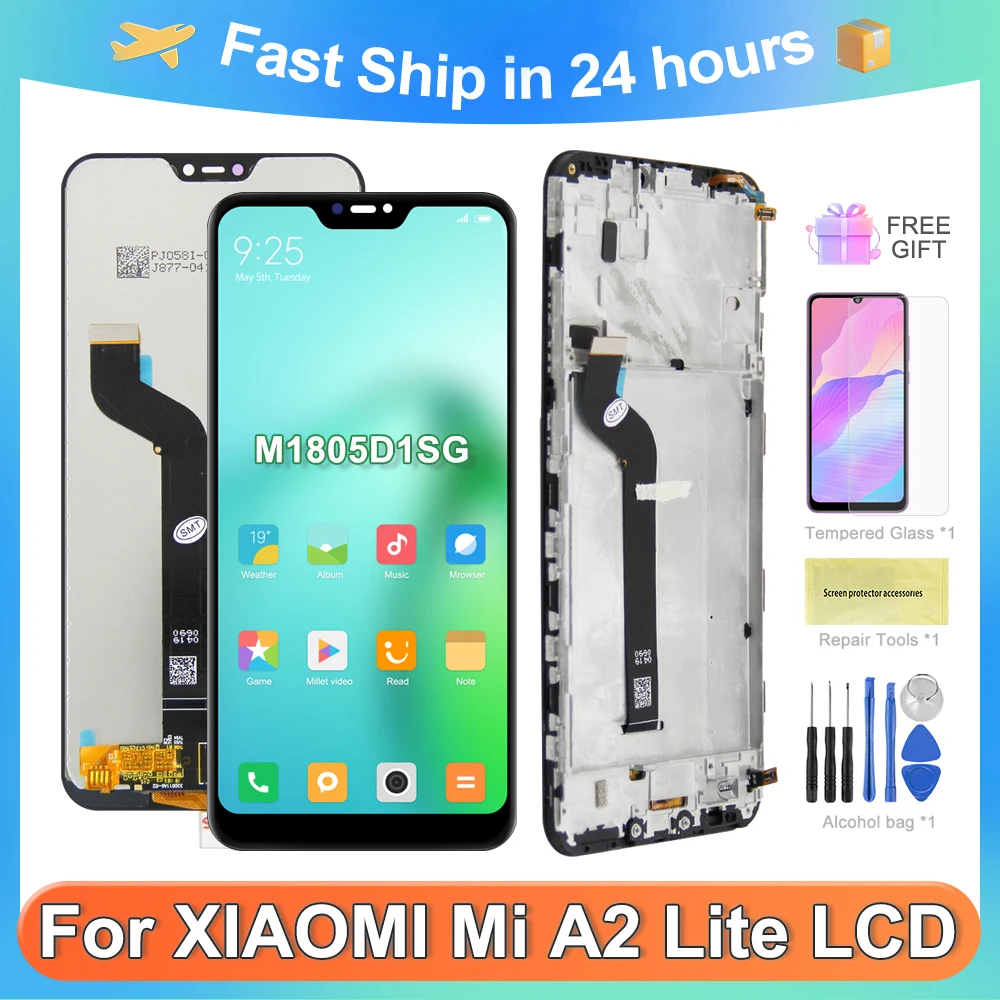 ЖК-дисплей с сенсорным экраном и дигитайзером в сборе для Xiaomi 5,84 'Mi A2 Lite For Redmi 6 Pro M1805D1SG ЖК-дисплей с сенсорным экраном и дигитайзером в сборе для Xiaomi 5,84 'Mi A2 Lite For Redmi 6 Pro M1805D1SG