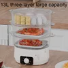 1 pc white electric steamer with detachable and freely combinable 13L large capacity timer, suitable for home kitchen cooking 5