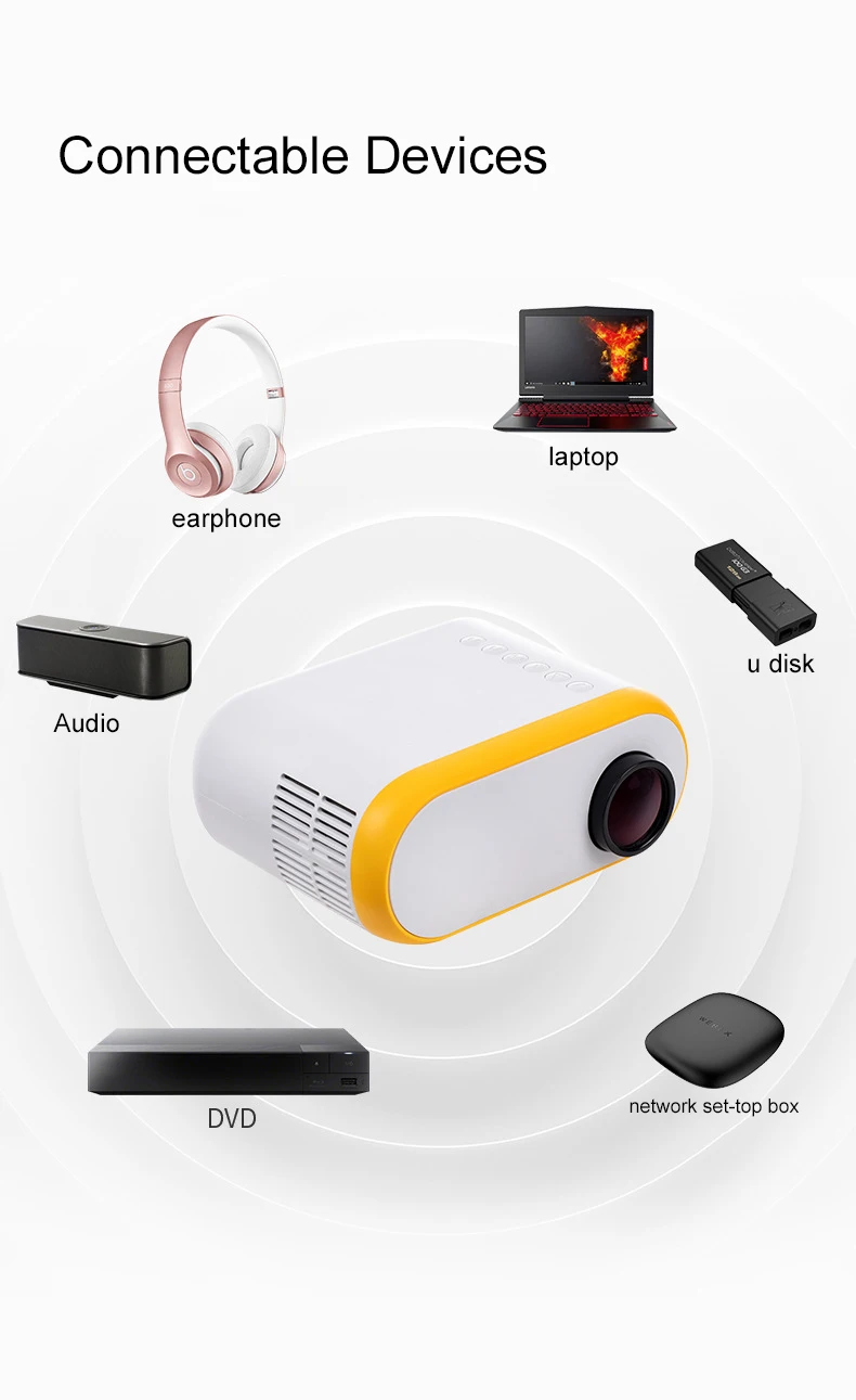 Salange Q11 Mini Portable Projector Native 1280 x 720P for Home Theatre Airplay Maircast Smart Phone Multimedia LED Video Beamer