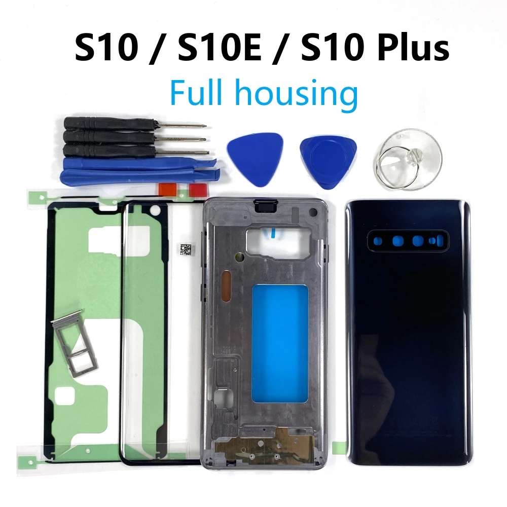 

Complete Full Housing Front Glass Middle Frame Back Cover Battery Door For Samsung Galaxy S10e G970F S10 G973F S10+ Plus G975F