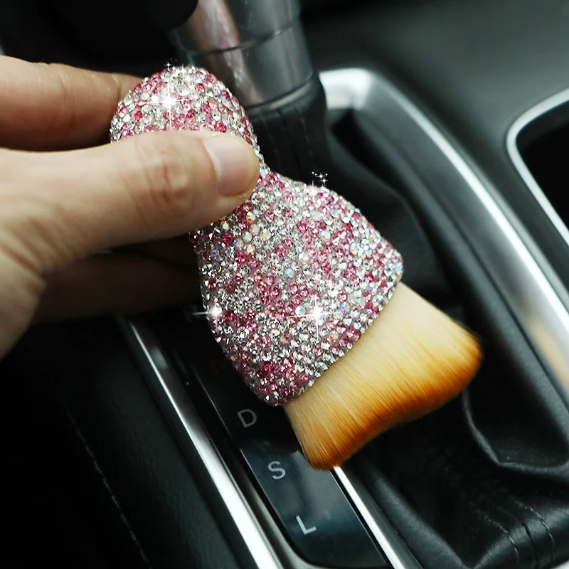 1Pc Bling Diamond Car Interior Dust Sweeping Soft Brush Car Washing Tool Keyboard Gap Car Dust Brush out Trend Cleaning Brush 6