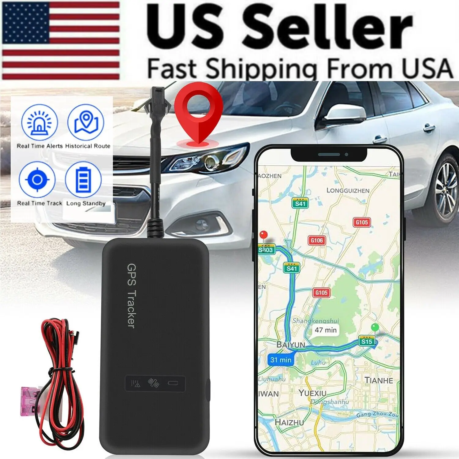 

New GT02A Positioner GPS Real Time GPS Tracking Locator Device GPRS GSM Car/Motorcycle Anti Theft LED Indicator Light