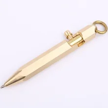 

Brass Gun Shape Ballpoint Pen Tactical Pen Key Chain Hanging Ring Pen