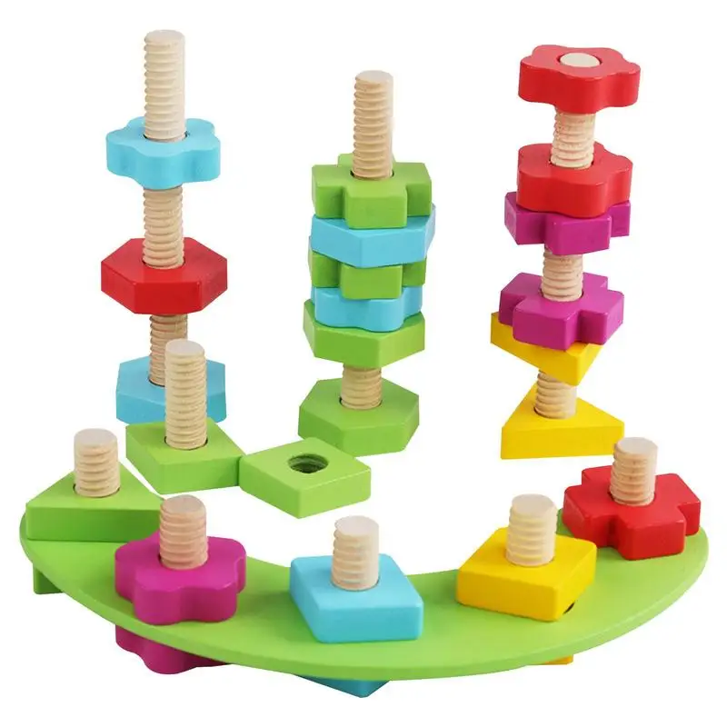 

Nuts And Bolts Toy Wooden Fine Motor Skills Montessori Toys Sensory Building Blocks Construction Kit With Rich Colors Toys