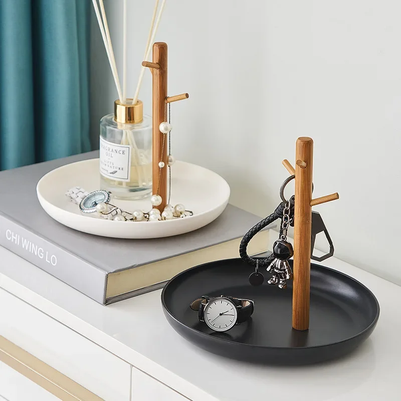 New Nordic Bamboo Tree Branch Storage Rack Tray Living Room Desktop Key Hanger Jewelry Display Frame Creative Jewelry Organizer
