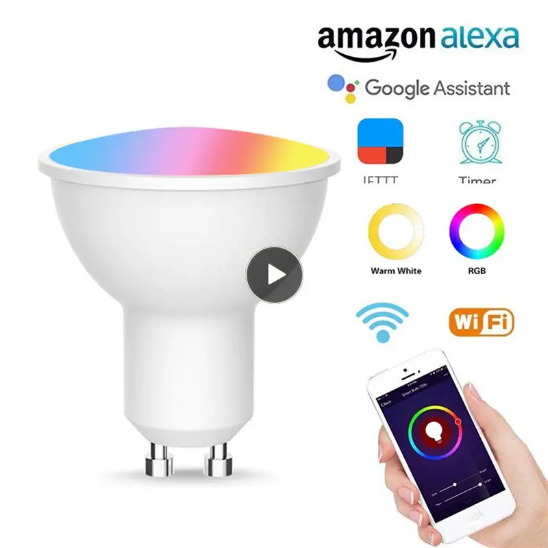 

Умная лампа с Wi-Fi, лампочка с регулируемой яркостью, RGB, CW, 5 Вт, с функцией таймера
