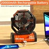 Cordless Camping Fan Rechargeable, 20000mAh Battery Powered Fan with Remote, Battery Operated Fan with LED Light Hanging Hook 2