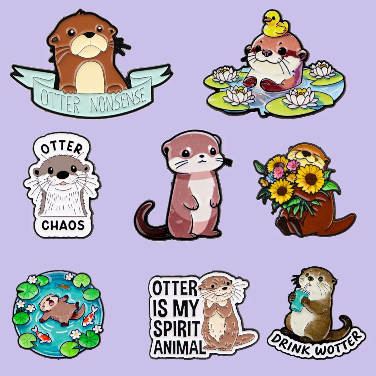 Charming Otter Enamel Pin – Whimsical Animal Brooch for Clothing Accessories and Gifts