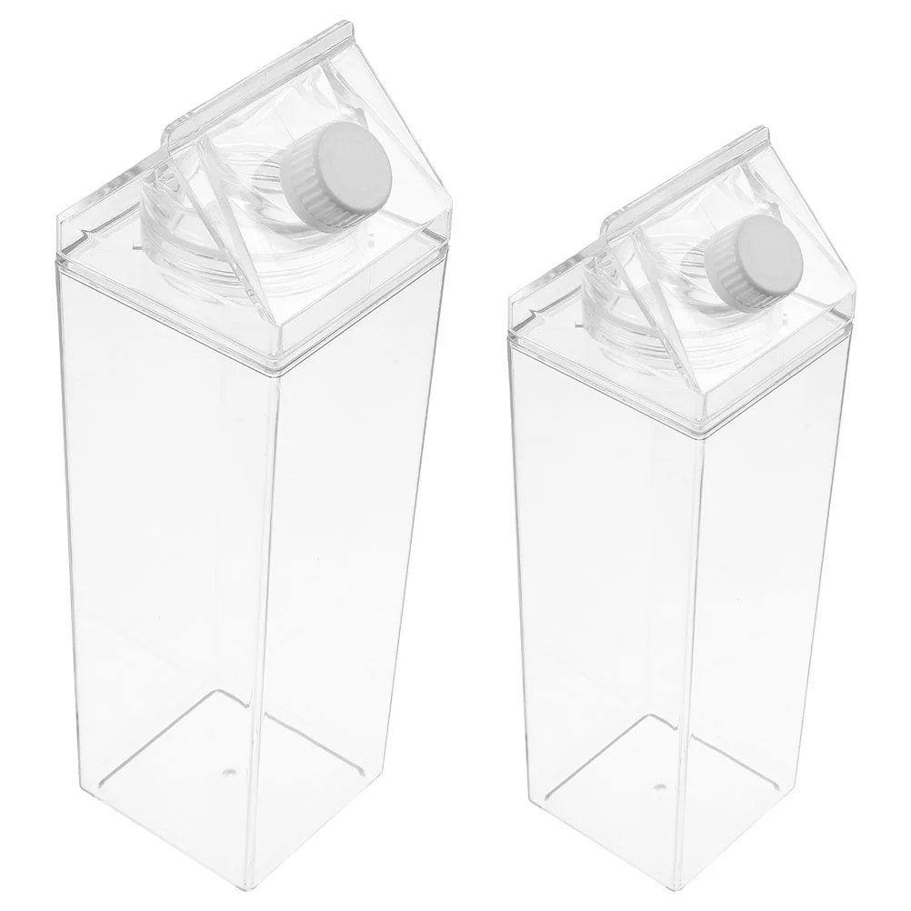 

2 Pcs Transparent Milk Bottle Kids Water Plastic Bottles Drinking Portable Packing Feeding Beverage