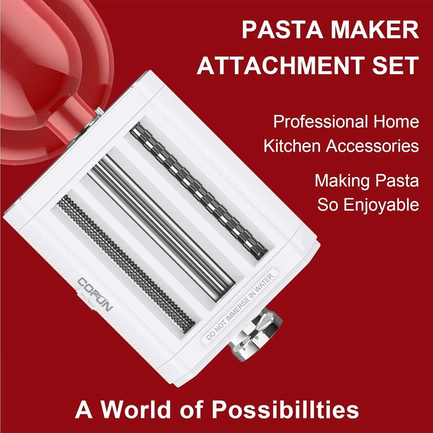 Pasta Attachment for Kitchenaid Mixer Cofun 3 in 1 with Kitchen Aid Pasta Maker Assecories Included Pasta Sheet Roller, Spaghett