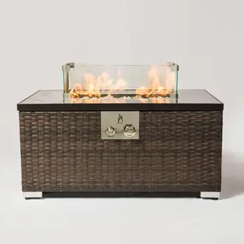 35"x15" Tempered Glass Fire Pit Wind Guard 1