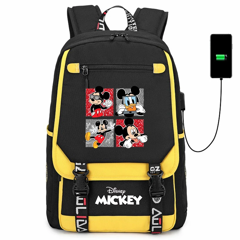 

Disney Mickey Minnie Mouse Kids Backpacks Boys Girls Teenager USB Charging Laptop Backpack Women Men Rucksack Travel Bag Mochila