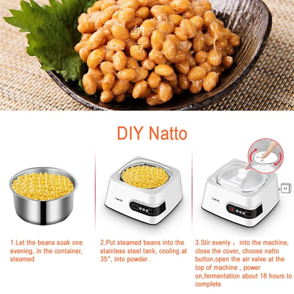 Home Yogurt Machine 1300ML Constant Temperature Heating Fermented Yogurt Machine Multifunctional Stainless Steel Rice Wine Maker