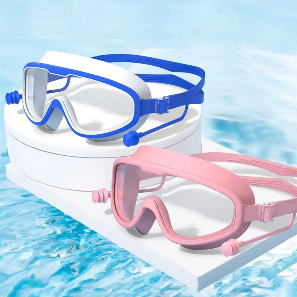 Gafas de natación de montura grande con tapones para los oídos