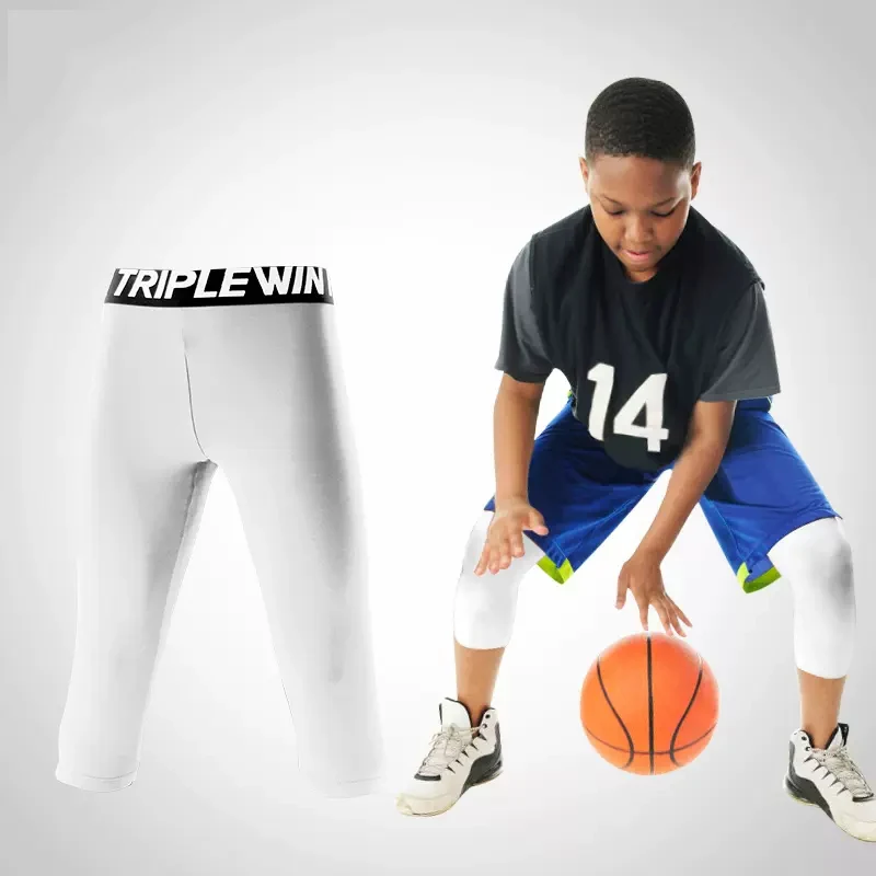 Kids Boy Girl Capri Running Tights Pants Children Basketball Football Soccer Fitness Exercise Sport 3/4 Cropped Legging Shorts 2