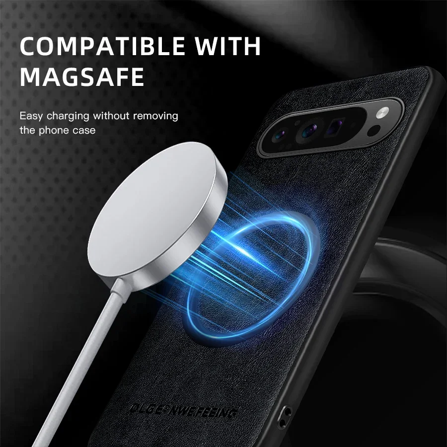 Luxury Leather Magnetic Phone Case with MagSafe Wireless Charging Compatibility
