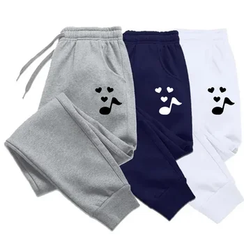 Pantaloni della tuta stampati con notazione musicale di tendenza per le donne pantaloni lunghi Jogger pantaloni da Jogging Fitness Casual da donna autunno inverno 1