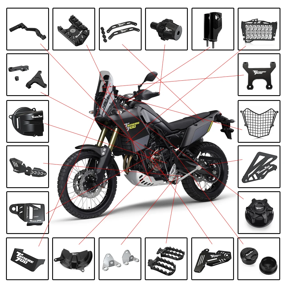 Protector De Faro Delantero Para Yamaha Tenere 700 - De Aluminio, Negro, Con Bloqueo Rápido
