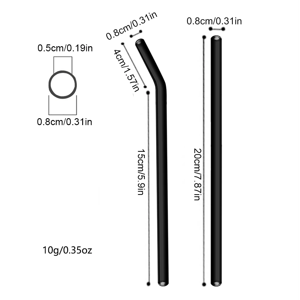 Set of 8 Reusable Glass Straws with Cleaning Brushes - Eco-Friendly and Durable for Smoothies and Cocktails