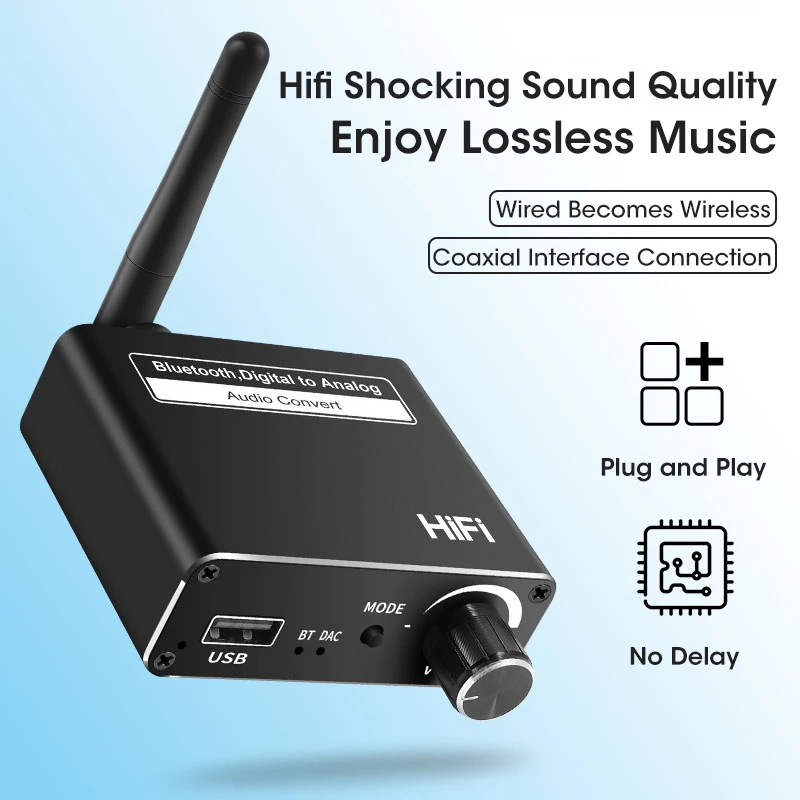3 IN 1 Bluetooth Receiver Digital to Analog Conversion U Disk HIFI 5.0 Bluetooth Receiver USB Digital to Analog Audio Converter_voghion.com