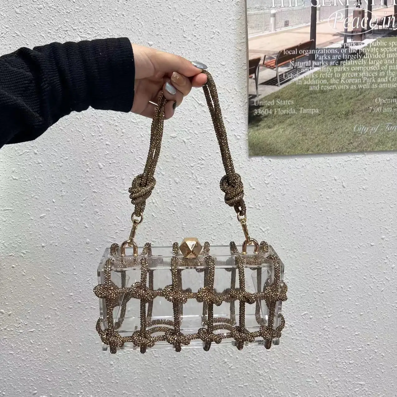 Luxury Shoulder Bag Women's Evening Clutches Box Bag Bridal Wedding Purse Party Prom Glitter Bling Rhinestone Boston Handbag