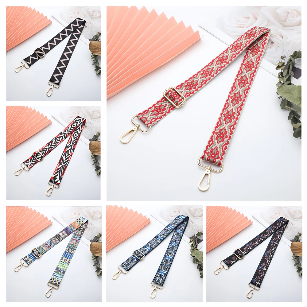 

Shoulder Strap Replacement Crossbody Nylon Widening Adjustable Ethnic Style Colourful Pattern Bag Belt Accessories Handbag Strap