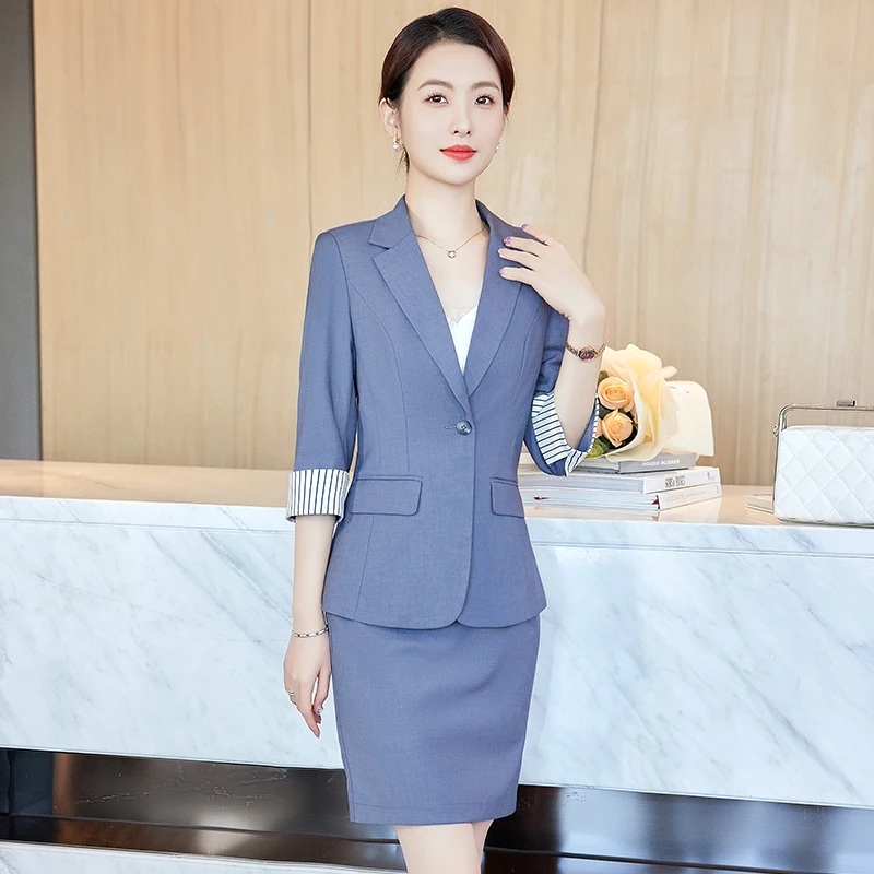 Quality Summer Thin Style Womens Pencil Skirt Blazer Sets Outfits Korean Female Formal Business Office Ladies Work Jacket Suit rivet denim shorts for women high waist solid female blue jean shorts skirt summer fashion casual ladies shorts