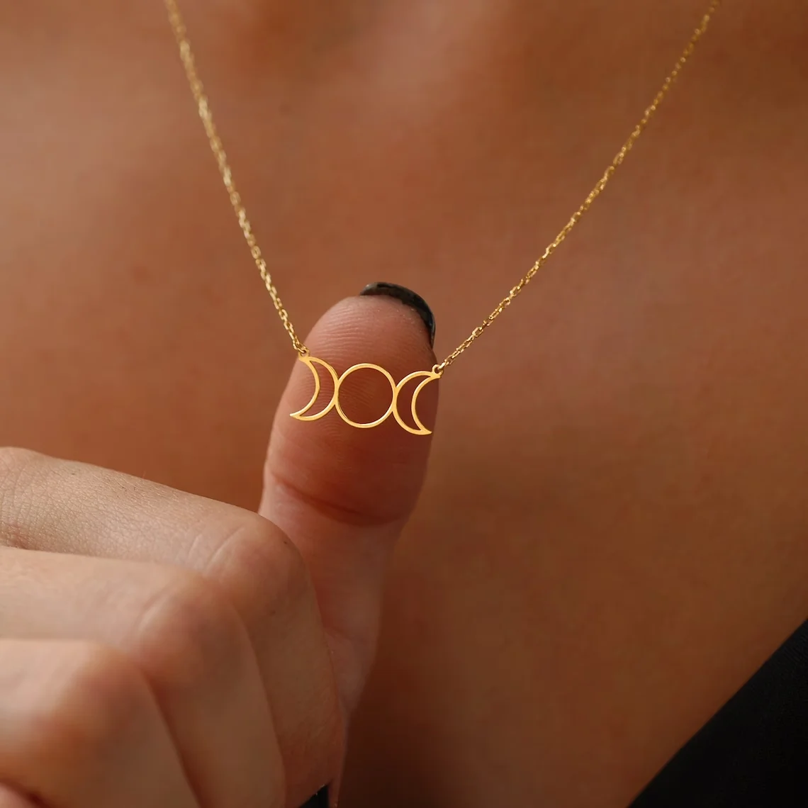 Triple Moon Goddess Sun Pentagram Stainless Steel Hecate