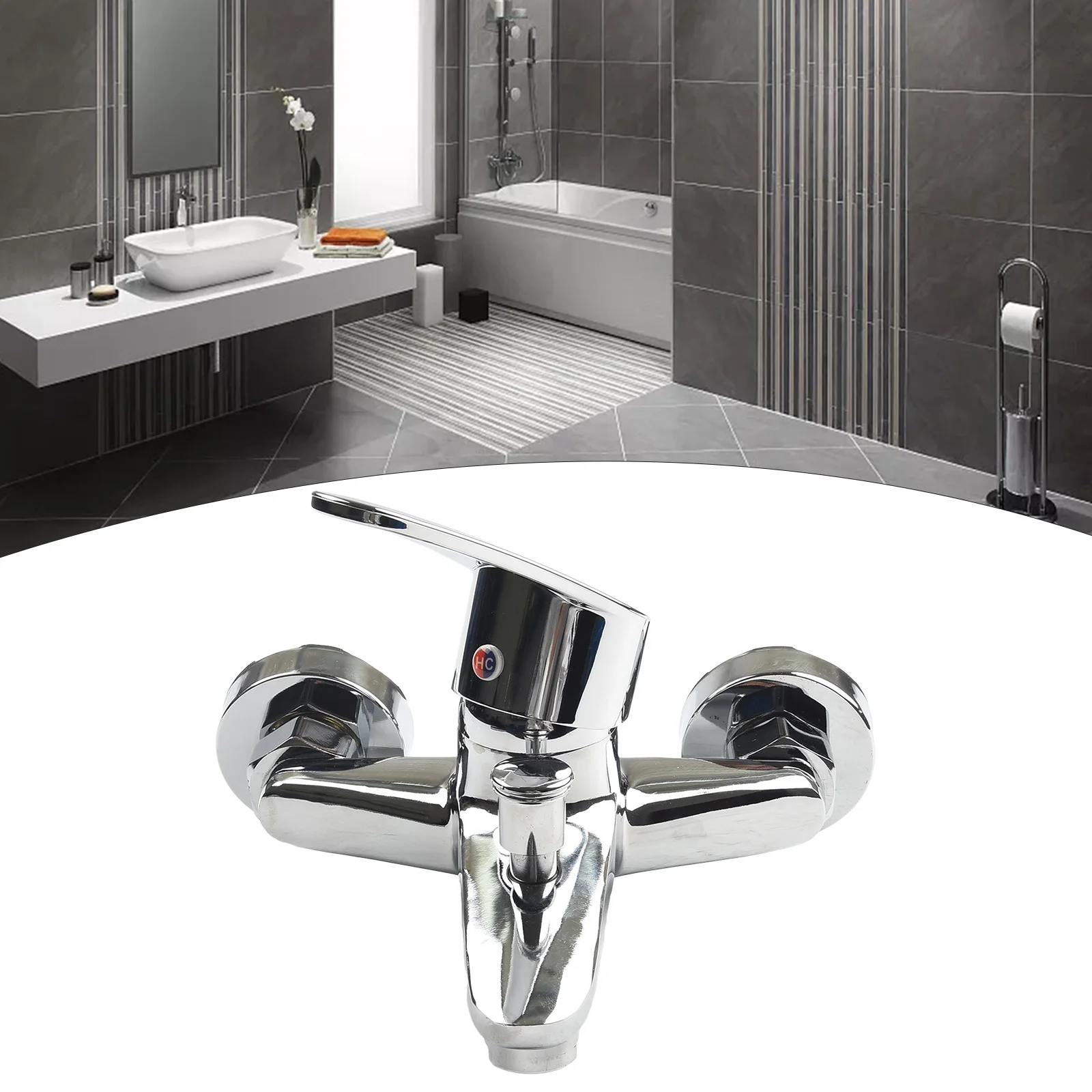 

Bathtub Faucets Zinc Alloy Wall Mounted Hot Cold Water Mixer Tap Water Dual Spout Mixer Valve Tap Bathtub Shower Faucets