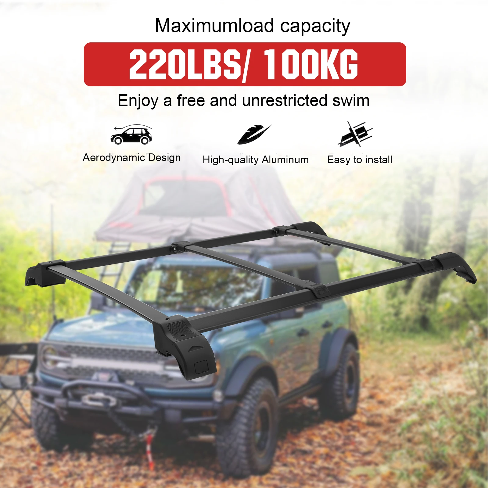 For Ford BRONCO Rooftop Cargo Rack Aluminum Alloy Expansion Luggage Rack Lightweight Rust Proof Platform Car Cargo Accrssories