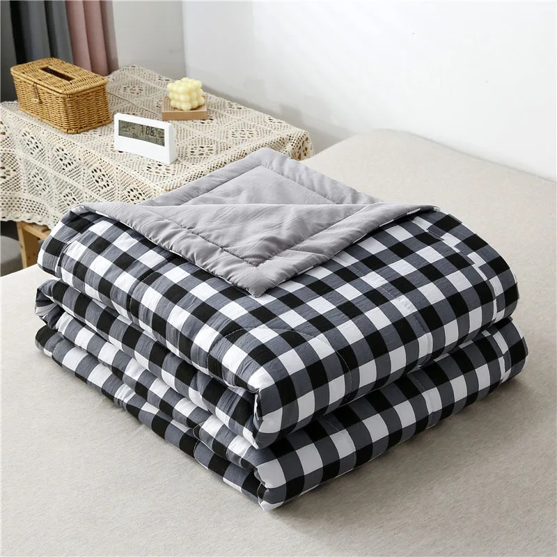 

Summer Quilt Blanket Plaid Single Double Queen King Bedspread Air Condition Thin Comforter Machine Washable Bed Cover Bedding